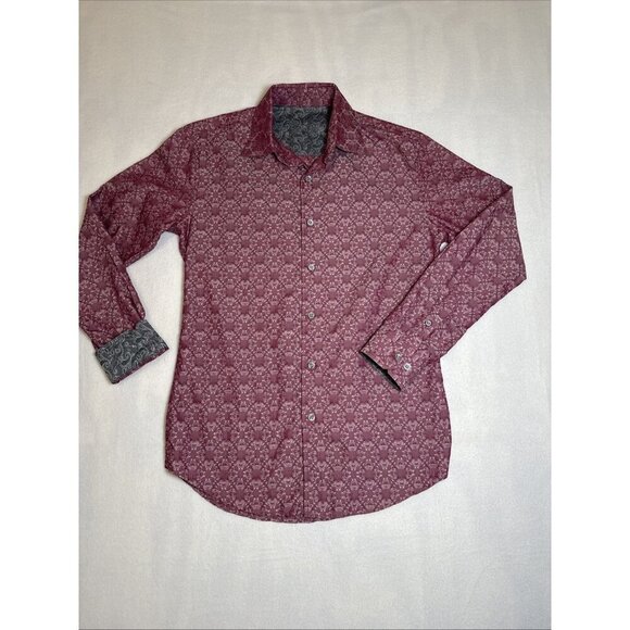 Tasso Elba Shirt Mens Sz Small Pink Graphic Cotton Blend Button Up Long Sleeve - Picture 1 of 7